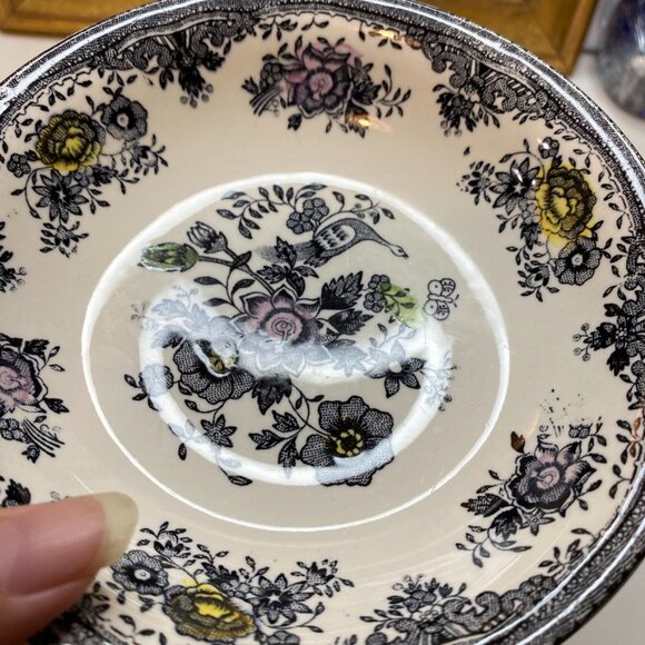 Set Of Six Vtg Egersund Norway Black Pheasant Transferware Shallow Bowls - Picture 9 of 16